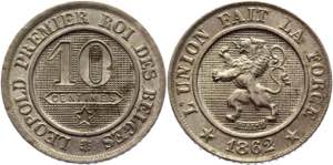Belgium 10 Centimes 1862  - KM# 22; ... 
