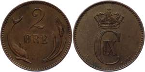 Denmark 2 Øre 1894 CS - KM# 793.2; Bronze ... 