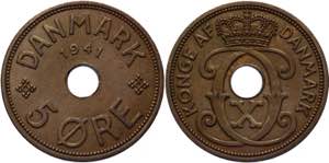 Faeroe Islands 5 Ore 1941  - KM# 3; Bronze ... 