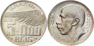 Brazil 5000 Reis 1936  - KM# 543; Silver ... 