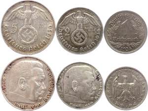 Germany - Third Reich 1 - 2 - 5 Reichsmark ... 