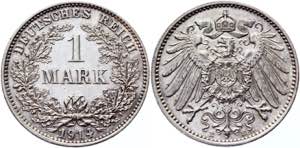 Germany - Empire 1 Mark 1914 E - KM# 14; ... 