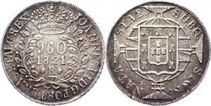Brazil 960 Reis 1821 R - KM# 326.1; Silver ... 