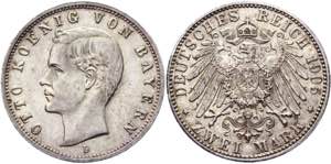Germany - Empire Bavaria 2 Mark 1905 D - KM# ... 