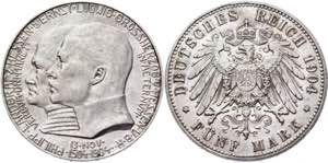 Germany - Empire Hesse-Darmstadt 5 Mark 1904 ... 