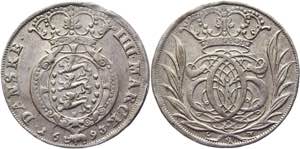 Denmark 1 Krone (4 Mark) 1693  - Dav# 3680; ... 