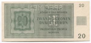 Bohemia & Moravia 20 Korun 1944 Specimen