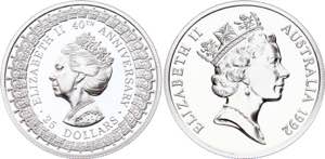 Australia 25 Dollars 1992 - KM# 203; Silver ... 