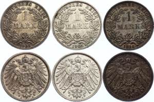 Germany - Empire 3 x 1 Mark 1901 - 1914 A - ... 