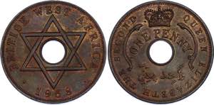 British West Africa 1 Penny 1958 - KM# 33; ... 