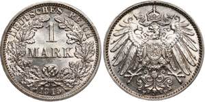 Germany - Empire 1 Mark 1915 F - KM# 14; ... 