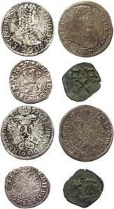 Poland - Bohemia Lot of 4 Coins 1557 - 1697 ... 