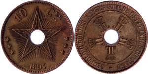 Belgian Congo 10 Centimes 1894 - KM# 4; ... 