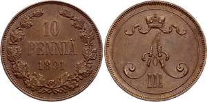 Russia - Finland 10 Pennia 1891 - Bit# 245; ... 