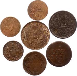 World Lot of 7 Coins 1804 - 1894 - Various ... 