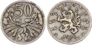 Czechoslovakia 50 Haleru 1926 - KM# 2; ... 