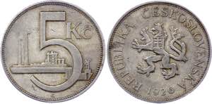 Czechoslovakia 5 Korun 1926 - KM# 10; ... 