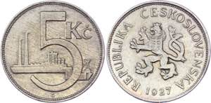 Czechoslovakia 5 Korun 1927 - KM# 10; ... 