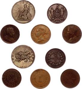 World Lot of 5 Coins 1819 - 1905 - 4 x 1 ... 