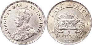 East Africa 1 Shilling 1922 - KM# 21; Silver ... 