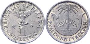 Biafra 1 Shilling 1969 - KM# 2; Aluminium; ... 