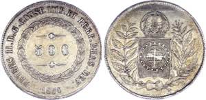 Brazil 500 Reis 1850 - KM# 458; Silver. XF.