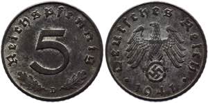 Germany - Third Reich 5 Reichspfennig 1941 D ... 