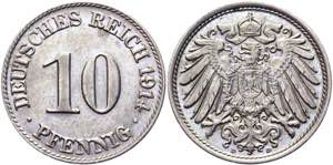 Germany - Empire 10 Pfennig 1914 D - KM# 12; ... 