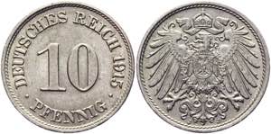 Germany - Empire 10 Pfennig 1915 J - KM# 12; ... 