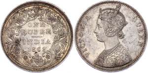 British India 1 Rupee 1862 - KM# 473; ... 