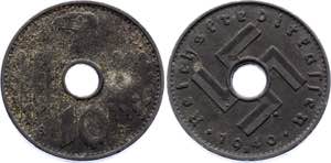 Germany - Third Reich 10 Reichspfennig 1940 ... 
