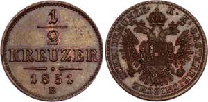 Austria 1/2 Kreuzer 1851 B - KM# 2181; ... 