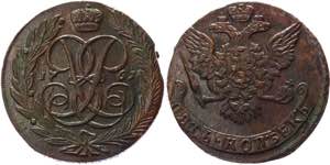 Russia 5 Kopeks 1761 - Bit# 441; Copper ... 