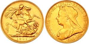 Australia Sovereign 1901 M - KM# 13; Gold ... 