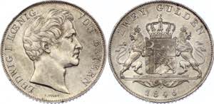 German States Bavaria 2 Gulden 1846 - Dav. ... 