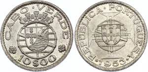 Cabo Verde 10 Escudos 1953 - KM# 10; Silver; ... 