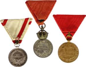 Austria - Hungary Lot of 3 Medals 1890 - 1916