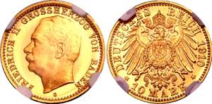 Germany - Empire Baden 10 Mark 1910 G Proof ... 
