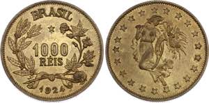 Brazil 1000 Reis 1924 Pattern Very Rare!