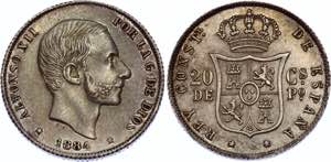 Philippines 20 Centimos de Peso 1884