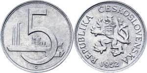 Czechoslovakia 5 Korun 1952 Rare