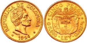 Colombia 5 Pesos 1924 MFDELLIN