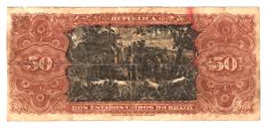 Brazil 50 Mil Reis 1893 Old Forgery