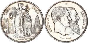 Belgium 5 Francs 1880 Commemorative Issue