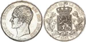 Belgium 5 Francs 1851