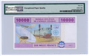 Chad 10000 Francs 2002 PMG 66