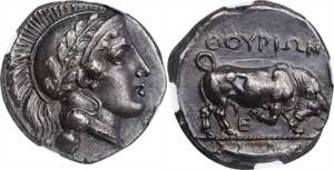 Ancient Greece Lucania AR Nomos 443 - 400 BC ... 