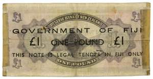 Fiji 1 Pound 1942 (ND) Emergency Overprint