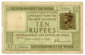 India 10 Rupees 1917