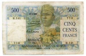 Comoros 500 Francs 1950